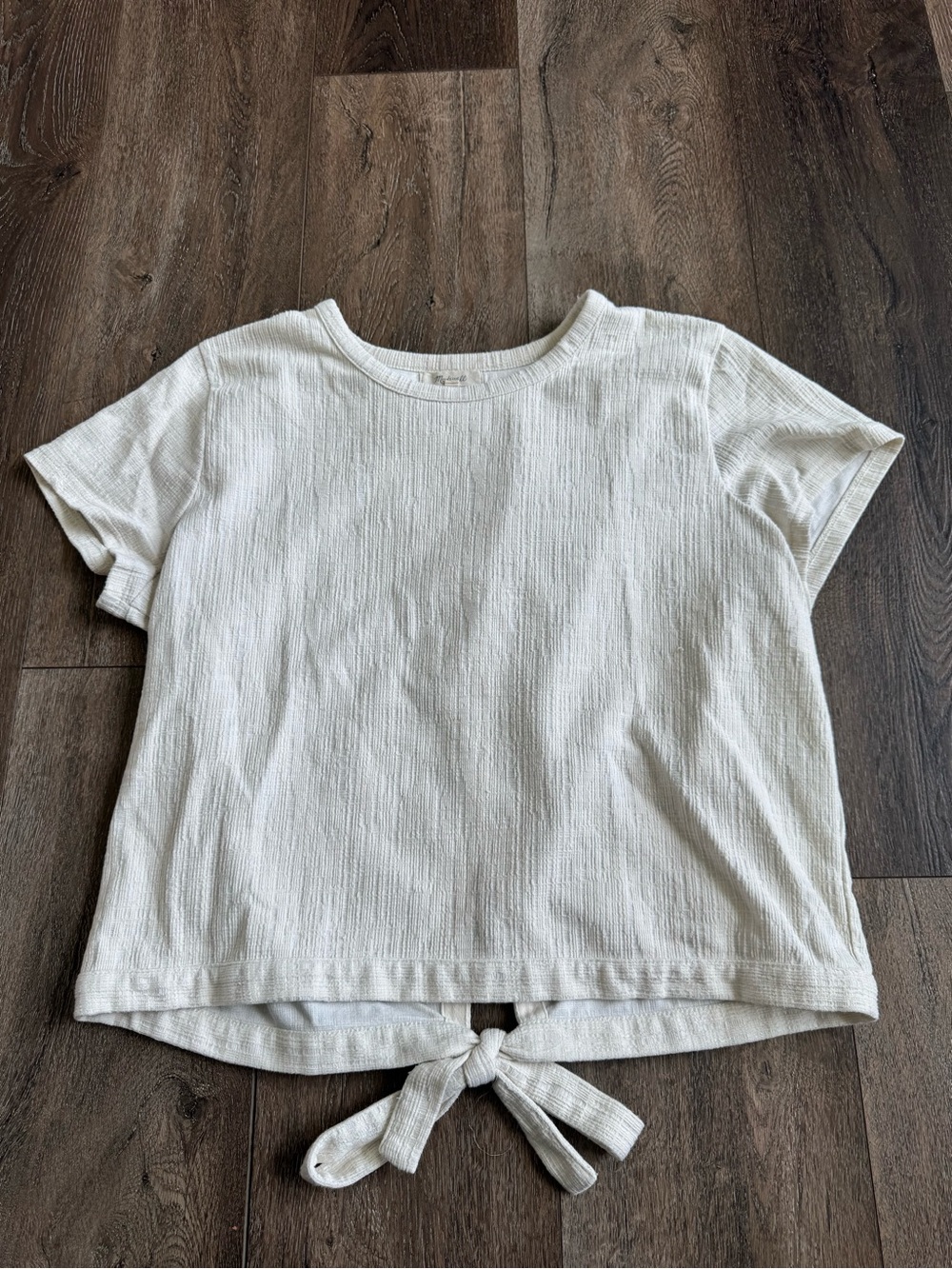 Madewell Off White Tie-Hem Short Sleeve Top Women’s Size Large
